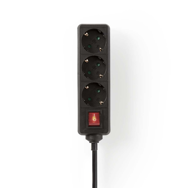 Nedis Extension Socket | Jordet kontakt / Type F (CEE 7/7) | 3-veis | 1.50 m | 3680 W | 16 A | Type av jording: Sidekontakter | 230 V AC 50/60 Hz | Uttaksvinkel: 45 ° | H05VV-F 3G1.5mm² | Av/på-bryter | Sort i gruppen HJEM, HUS OG HAGE / El og belysning / Grenuttak hos TP E-commerce Nordic AB (C06105)