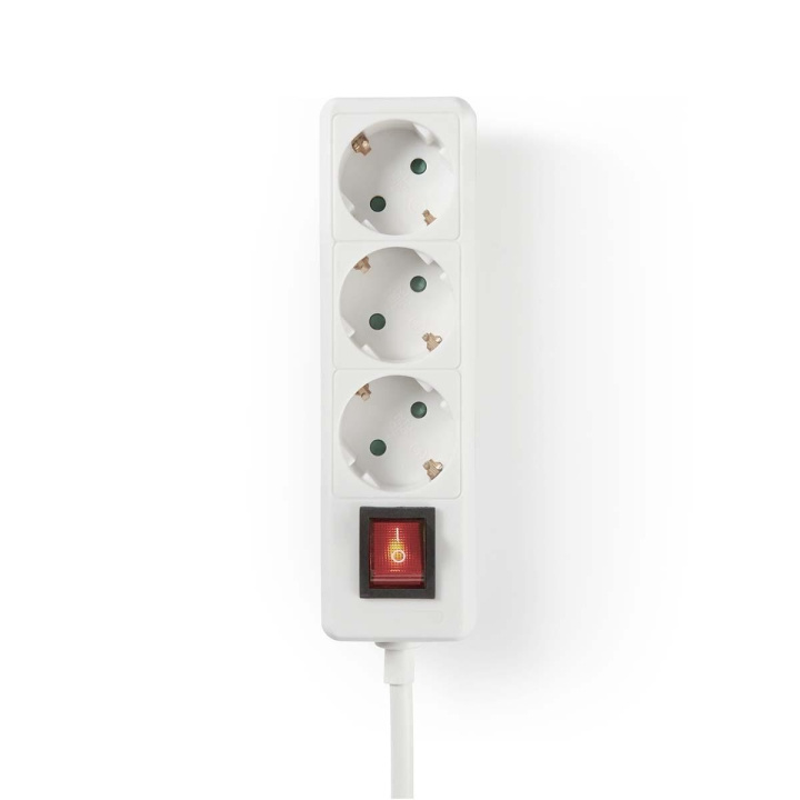 Nedis Extension Socket | Jordet kontakt / Type F (CEE 7/7) | 3-veis | 1.50 m | 3680 W | 16 A | Type av jording: Sidekontakter | 230 V AC 50/60 Hz | Uttaksvinkel: 45 ° | H05VV-F 3G1.5mm² | Av/på-bryter | Hvit i gruppen HJEM, HUS OG HAGE / El og belysning / Grenuttak hos TP E-commerce Nordic AB (C06106)