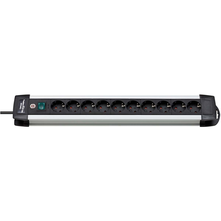 Extension socket Premium-Alu-Line 10-Vei 3.00 m Aluminium/Sort - Beskyttende Kontakt TYPE F i gruppen HJEM, HUS OG HAGE / El og belysning / Grenuttak hos TP E-commerce Nordic AB (C06230)