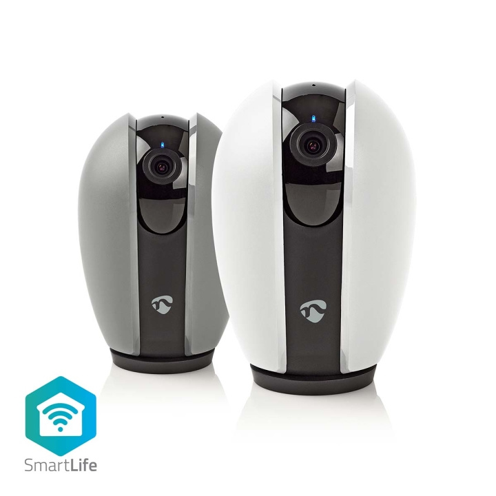 Nedis SmartLife Innendørs kamera | Wi-Fi | Full HD 1080p | Panorering og vipping | Cloud Storage (valgfritt) / microSD (ikke inkludert) | Med bevegelses sensor | Nattsyn | Hvit / Mørk Grå