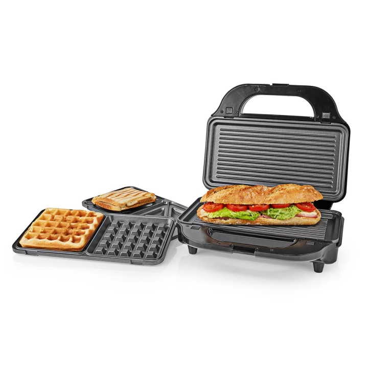 Nedis Multi Grill | Grille / Sandwich / Waffle | 900 W | 28 x 15 cm | Automatisk temperaturkontroll | Plast / Rustfritt Stål i gruppen HJEM, HUS OG HAGE / Husholdningsapparater / Brødristere og toastjern / Brødristere hos TP E-commerce Nordic AB (C06457)