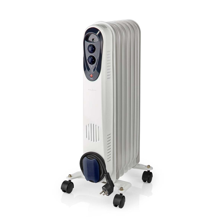 Nedis Mobil Oil Radiator | 600 / 900 / 1500 W | 7 Finner | Justerbar termostat | 3 Varmeinnstillinger | Veltebeskyttelse | Hvit i gruppen HJEM, HUS OG HAGE / Vifter og klimaprodukter / Panelovner hos TP E-commerce Nordic AB (C06458)