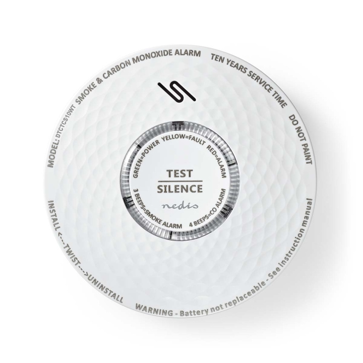 Nedis Røyk og karbonmonoksid alarm | Batteri drevet | batteritid opp til: 10 år | EN 14604 | Med test knapp | 85 dB | ABS | Hvit