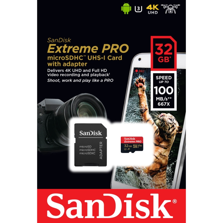 SanDisk MicroSDHC Extreme Pro 32GB i gruppen Elektronikk / Lagringsmedia / Minnekort / MicroSD/HC/XC hos TP E-commerce Nordic AB (C06636)