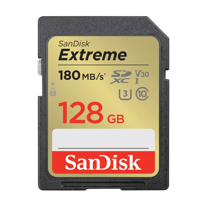 SanDisk SDXC Extreme 128GB 180MB/s UHS-I C10 V30 U3 i gruppen Elektronikk / Lagringsmedia / Minnekort / SD/SDHC/SDXC hos TP E-commerce Nordic AB (C06651)
