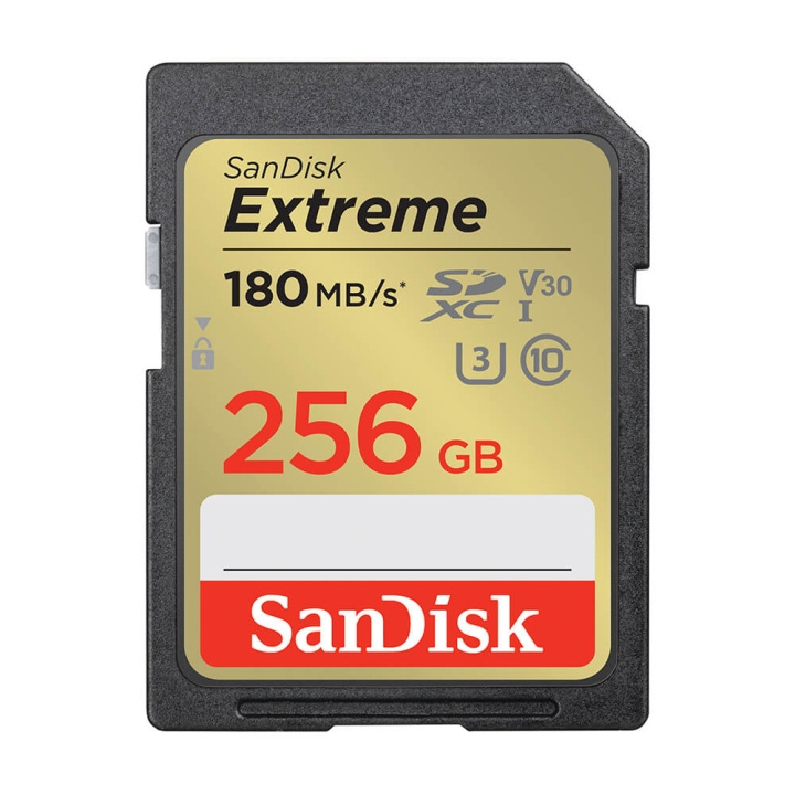 SanDisk SDXC Extreme 256GB 180MB/s UHS-I C10 V30 U3 i gruppen Elektronikk / Lagringsmedia / Minnekort / SD/SDHC/SDXC hos TP E-commerce Nordic AB (C06652)