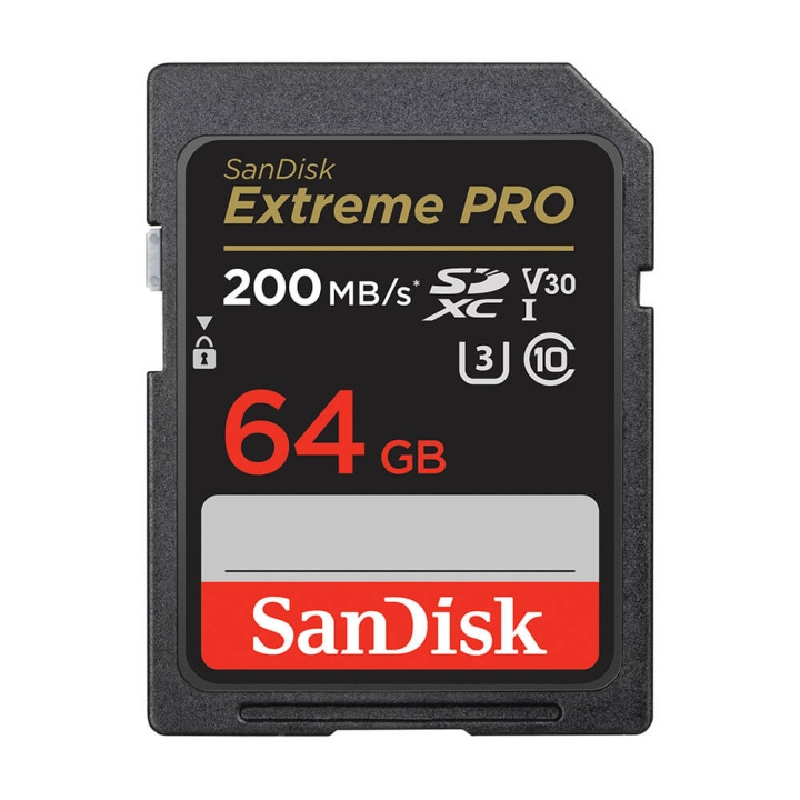 SanDisk SDXC Extreme Pro 64GB 200MB/s UHS-I C10 V30 U3 i gruppen Elektronikk / Lagringsmedia / Minnekort / SD/SDHC/SDXC hos TP E-commerce Nordic AB (C06654)