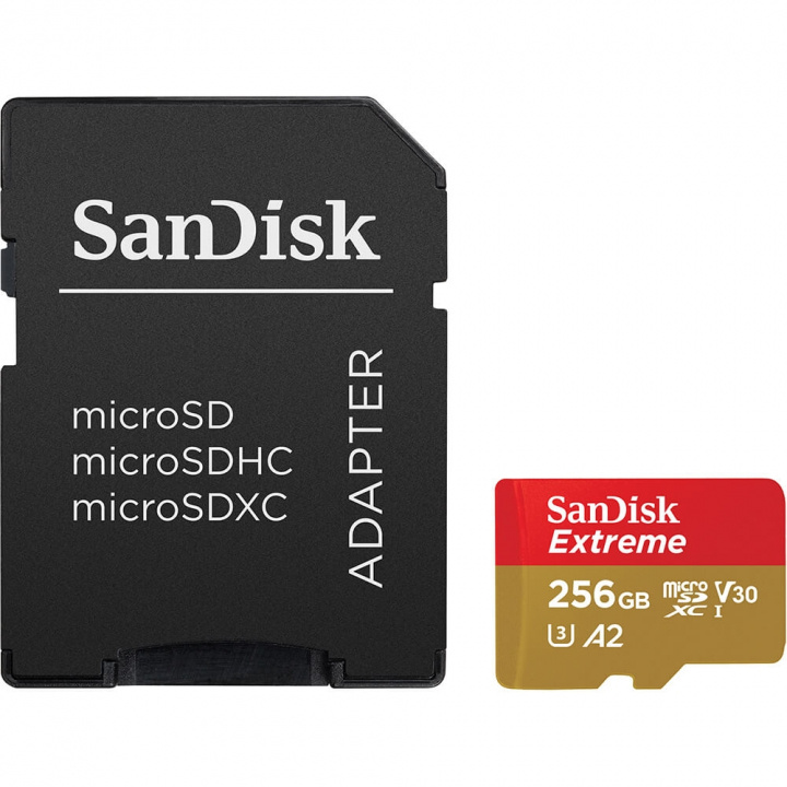SanDisk MicroSDXC Extreme 256GB 190MB/s A2 C10 V30 med Adapter i gruppen Elektronikk / Lagringsmedia / Minnekort / MicroSD/HC/XC hos TP E-commerce Nordic AB (C06661)