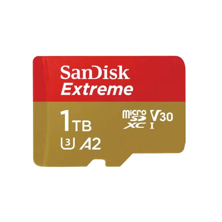 SanDisk MicroSDXC Extreme 1TB 190MB/s A2 C10 V30 med Adapter i gruppen Elektronikk / Lagringsmedia / Minnekort / Adaptere hos TP E-commerce Nordic AB (C06663)
