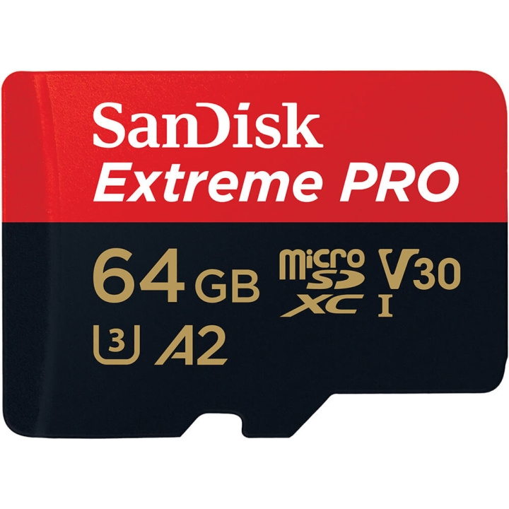 SanDisk MicroSDXC Extreme Pro 64GB 200MB/s A2 C10 V30 UHS-I i gruppen Elektronikk / Lagringsmedia / Minnekort / MicroSD/HC/XC hos TP E-commerce Nordic AB (C06664)