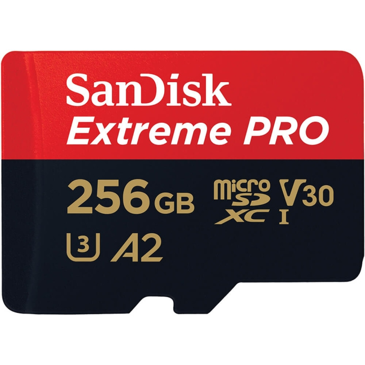 SanDisk MicroSDXC Extreme Pro 256GB 200MB/s A2 C10 V30 UHS-I i gruppen Elektronikk / Lagringsmedia / Minnekort / MicroSD/HC/XC hos TP E-commerce Nordic AB (C06666)