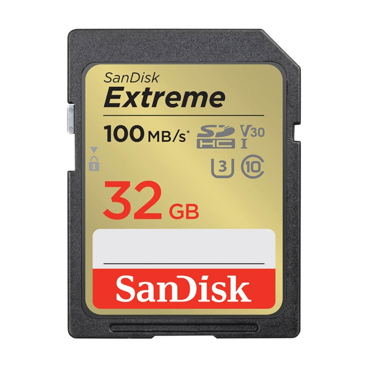 SanDisk SDHC Extreme 32GB 100MB/s UHS-I C10 V30 U3 i gruppen Elektronikk / Lagringsmedia / Minnekort / SD/SDHC/SDXC hos TP E-commerce Nordic AB (C06669)