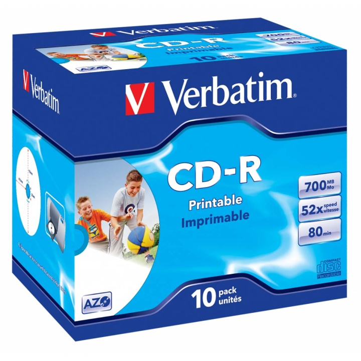 CD-R AZO Wide Inkjet Printable 700 MB 52x 10 Pakke spindel i gruppen Elektronikk / Lagringsmedia / CD/DVD/BD-plater / CD-R hos TP E-commerce Nordic AB (C06765)