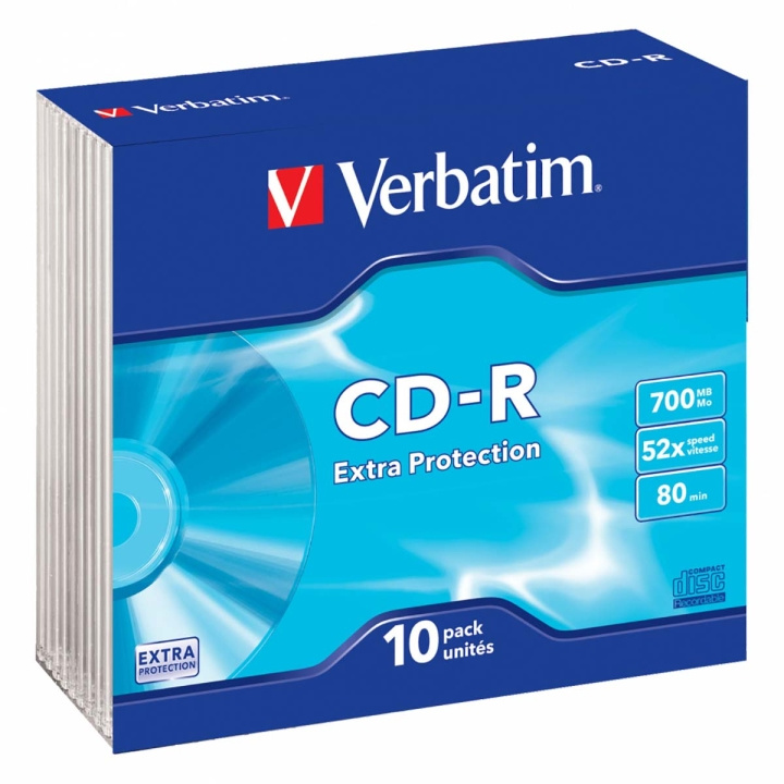 CD-R 52x 700 MB 10 Pakke Slim Case Extra Protection i gruppen Elektronikk / Lagringsmedia / CD/DVD/BD-plater / CD-R hos TP E-commerce Nordic AB (C06780)