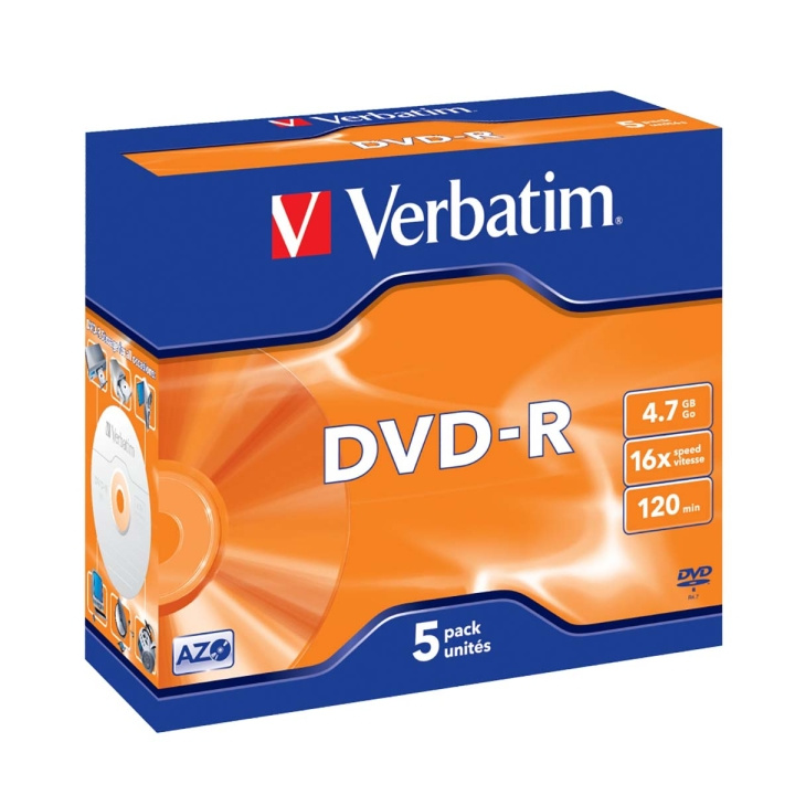 DVD-R AZO 16x 4.7GB 5 Pakke Jewel Case Matt Sølv i gruppen Elektronikk / Lagringsmedia / CD/DVD/BD-plater / DVD-R hos TP E-commerce Nordic AB (C06783)