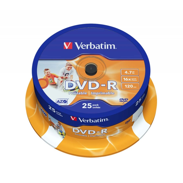 DVD-R 16x 4.7GB Wide Inkjet Printable ID Branded 25 Pakke Spindel i gruppen Elektronikk / Lagringsmedia / CD/DVD/BD-plater / DVD-R hos TP E-commerce Nordic AB (C06785)