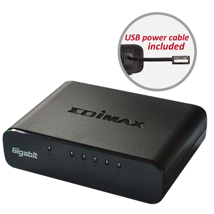 Edimax Network Bryter Gigabit 5-Port i gruppen Datautstyr / Nettverk / Switcher / 10/100/1000Mbps hos TP E-commerce Nordic AB (C06798)