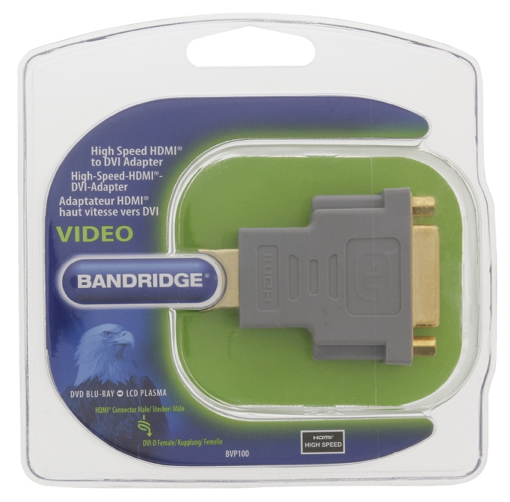 Bandridge High Speed HDMI Adapter HDMI Kontakt - DVI-D 24+1p Hun Grå i gruppen Elektronikk / Kabler og adaptere / HDMI / Adaptere hos TP E-commerce Nordic AB (C06850)