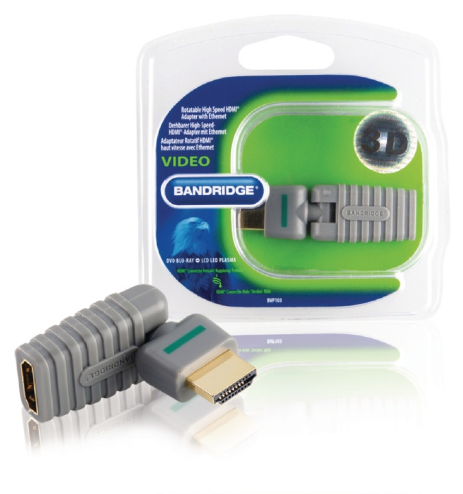 Bandridge High Speed HDMI med Ethernet Adapter Dreibar HDMI Kontakt - HDMI Hun Grå i gruppen Elektronikk / Kabler og adaptere / HDMI / Adaptere hos TP E-commerce Nordic AB (C06851)