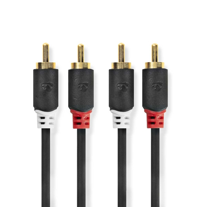 Nedis Stereo lydkabel | 2x RCA Han | 2x RCA Han | Gull belagt | 1.00 m | Rund | Antrasitt | Boks i gruppen Elektronikk / Lyd & Bilde / Høyttalere & tilbehør / Tilbehør hos TP E-commerce Nordic AB (C07012)