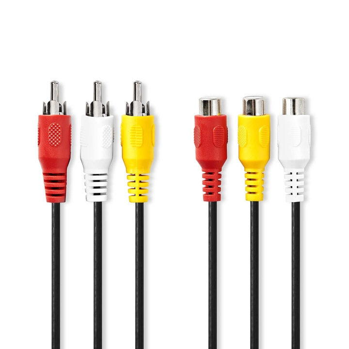 Nedis Kompositt videokabel | 3x RCA Han | 3x RCA Hunn | Nikkel belagt | 480p | 2.00 m | Rund | PVC | Sort | Konvolutt i gruppen Elektronikk / Kabler og adaptere / RCA / Kabler hos TP E-commerce Nordic AB (C07388)