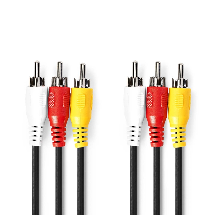 Nedis Kompositt videokabel | 3x RCA Han | 3x RCA Han | Nikkel belagt | 480p | 10.0 m | Rund | PVC | Sort | Konvolutt i gruppen Elektronikk / Kabler og adaptere / RCA / Kabler hos TP E-commerce Nordic AB (C07391)