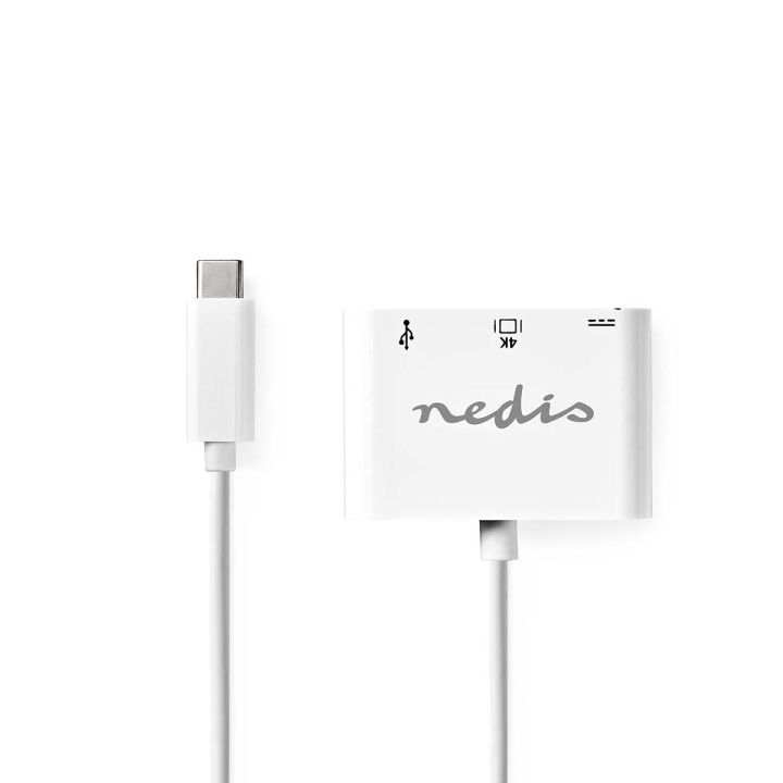 Nedis USB Multi-Port Adapter | USB 3.2 Gen 1 | USB-C™ Hann | HDMI™ Output / USB-A Hun / USB-C™ Hunn | 5 Gbps | 0.20 m | Rund | Nikkel belagt | PVC | Hvit | Boks i gruppen Elektronikk / Kabler og adaptere / HDMI / Adaptere hos TP E-commerce Nordic AB (C07447)