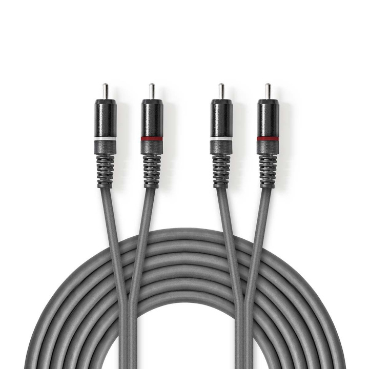 Nedis Stereo lydkabel | 2x RCA Han | 2x RCA Han | Nikkel belagt | 1.50 m | Rund | Mørk Grå | Pappetui i gruppen Elektronikk / Lyd & Bilde / Høyttalere & tilbehør / Tilbehør hos TP E-commerce Nordic AB (C07533)