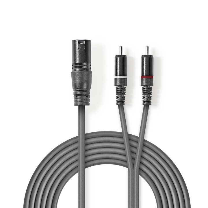 Nedis Balansert lydkabel | XLR 3-Pin Han | 2x RCA Han | Nikkel belagt | 1.50 m | Rund | PVC | Mørk Grå | Pappetui i gruppen Elektronikk / Kabler og adaptere / Lyd analog / Adaptere hos TP E-commerce Nordic AB (C07560)