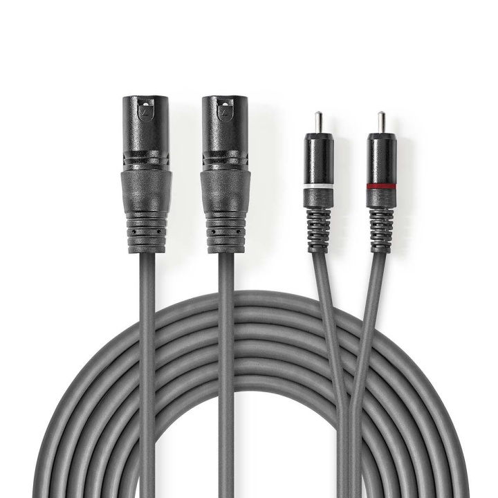 Nedis Balansert lydkabel | 2x XLR 3-Pin Han | 2x RCA Han | Nikkel belagt | 1.50 m | Rund | PVC | Mørk Grå | Pappetui i gruppen Elektronikk / Kabler og adaptere / Lyd analog / Adaptere hos TP E-commerce Nordic AB (C07562)