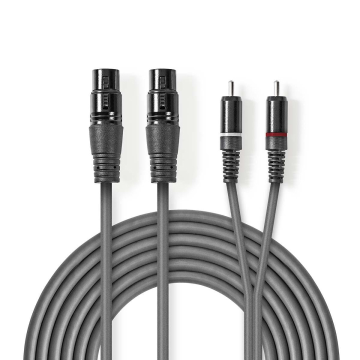 Nedis Balansert lydkabel | 2x XLR 3-Pin Hun | 2x RCA Han | Nikkel belagt | 1.50 m | Rund | PVC | Mørk Grå | Pappetui i gruppen Elektronikk / Kabler og adaptere / Lyd analog / Adaptere hos TP E-commerce Nordic AB (C07568)