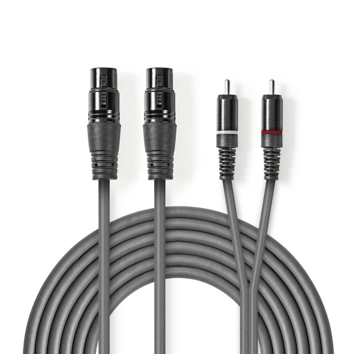 Nedis Balansert lydkabel | 2x XLR 3-Pin Hun | 2x RCA Han | Nikkel belagt | 3.00 m | Rund | PVC | Mørk Grå | Pappetui i gruppen Elektronikk / Kabler og adaptere / Lyd analog / Adaptere hos TP E-commerce Nordic AB (C07569)