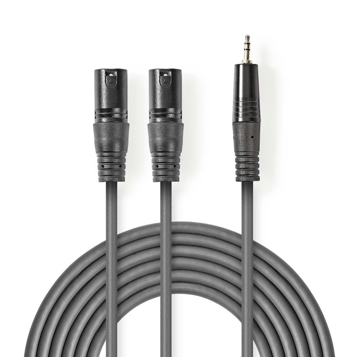 Nedis Balansert lydkabel | 2x XLR 3-Pin Han | 3.5 mm Han | Nikkel belagt | 1.50 m | Rund | PVC | Mørk Grå | Pappetui i gruppen Elektronikk / Kabler og adaptere / Lyd analog / Adaptere hos TP E-commerce Nordic AB (C07570)