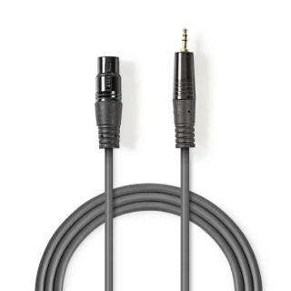 Nedis Balansert lydkabel | XLR 3-Pin Hun | 3.5 mm Han | Nikkel belagt | 1.00 m | Rund | PVC | Mørk Grå | Pappetui