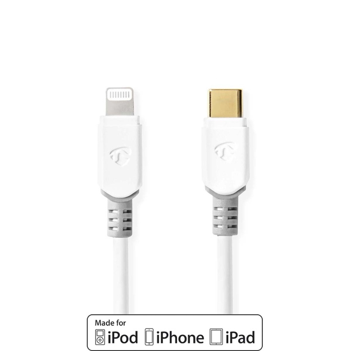 Nedis Lightning Kabel | USB 2.0 | Apple Lightning 8-Pinners | USB-C™ Hann | 480 Mbps | Gull belagt | 1.00 m | Rund | PVC | Hvit | Boks i gruppen SMARTTELEFON & NETTBRETT / Ladere og Kabler / Kabler / Kabler Lightning hos TP E-commerce Nordic AB (C07703)