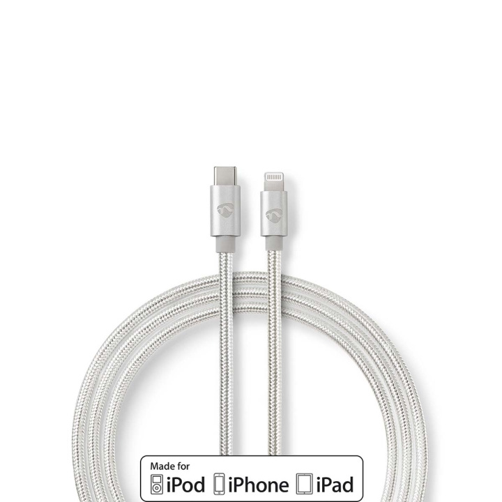 Nedis Lightning Kabel | USB 2.0 | Apple Lightning 8-Pinners | USB-C™ Hann | 480 Mbps | Gull belagt | 1.00 m | Rund | Flettet / Nylon | Aluminium / Sølv | Deksel Vindusboks i gruppen SMARTTELEFON & NETTBRETT / Ladere og Kabler / Kabler / Kabler Lightning hos TP E-commerce Nordic AB (C07706)