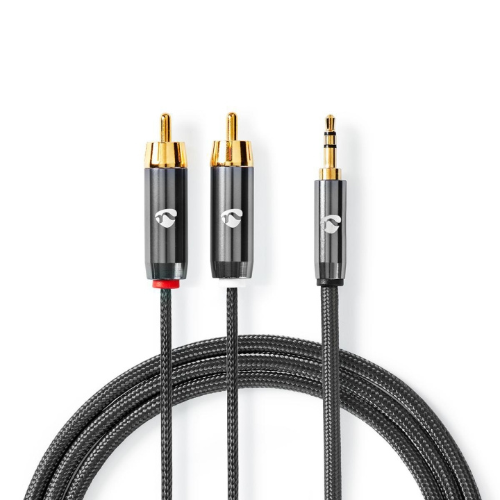 Nedis Stereo lydkabel | 3.5 mm Han | 2x RCA Han | Gull belagt | 1.00 m | Rund | Grå / Gun Metal Grå | Deksel Vindusboks i gruppen Elektronikk / Lyd & Bilde / Høyttalere & tilbehør / Tilbehør hos TP E-commerce Nordic AB (C07790)