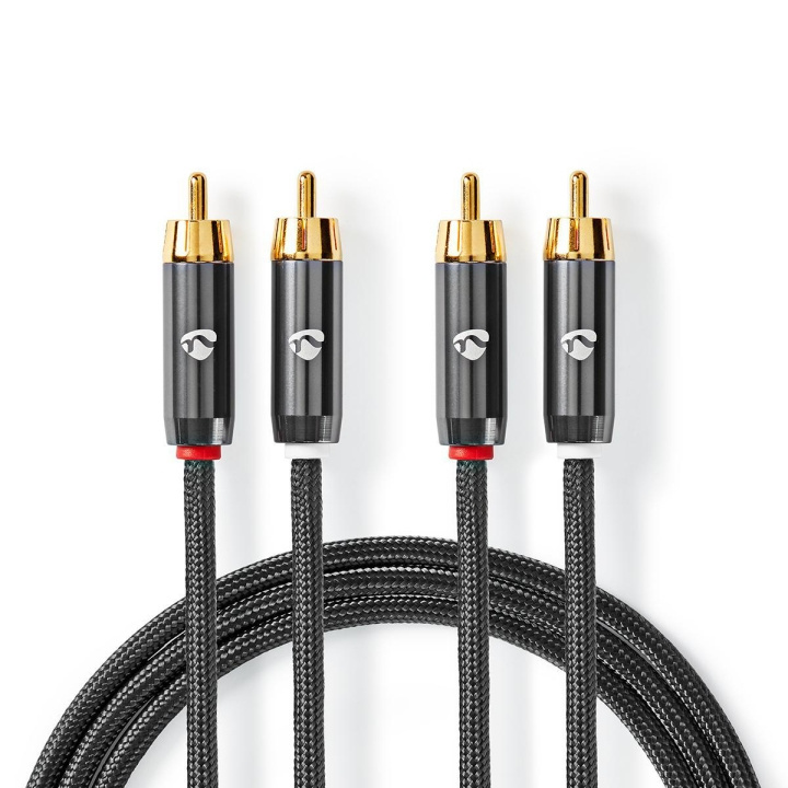 Nedis Stereo lydkabel | 2x RCA Han | 2x RCA Han | Gull belagt | 1.00 m | Rund | Grå / Gun Metal Grå | Deksel Vindusboks i gruppen Elektronikk / Lyd & Bilde / Høyttalere & tilbehør / Tilbehør hos TP E-commerce Nordic AB (C07797)