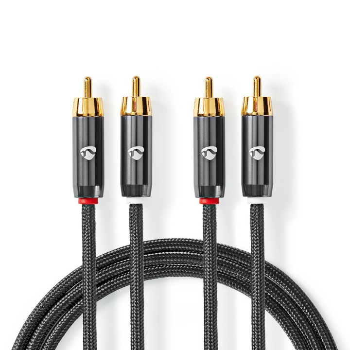 Nedis Stereo lydkabel | 2x RCA Han | 2x RCA Han | Gull belagt | 5.00 m | Rund | Grå / Gun Metal Grå | Deksel Vindusboks i gruppen Elektronikk / Lyd & Bilde / Høyttalere & tilbehør / Tilbehør hos TP E-commerce Nordic AB (C07800)