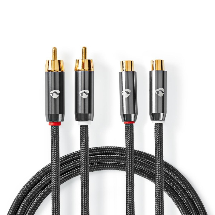 Nedis Stereo lydkabel | 2x RCA Han | 2x RCA Hun | Gull belagt | 2.00 m | Rund | Grå / Gun Metal Grå | Deksel Vindusboks i gruppen Elektronikk / Lyd & Bilde / Høyttalere & tilbehør / Tilbehør hos TP E-commerce Nordic AB (C07801)