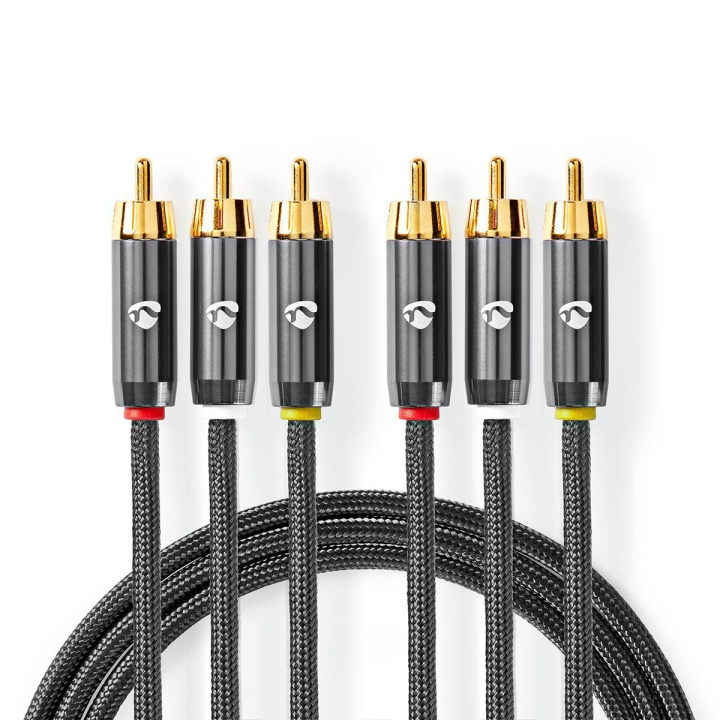 Nedis Kompositt videokabel | 3x RCA Han | 3x RCA Han | Gull belagt | 480p | 2.00 m | Rund | Bomull | Antrasitt / Gun Metal Grå | Deksel Vindusboks i gruppen Elektronikk / Kabler og adaptere / RCA / Kabler hos TP E-commerce Nordic AB (C07806)