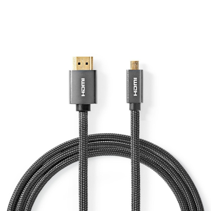 Nedis High Speed ​​HDMI ™ kabel med Ethernet | HDMI ™ -kontakt | HDMI ™ mikrokontakt | 4K@60Hz | 18 Gbps | 2.00 m | Rund | Bomull | Antrasitt / Gun Metal Grå | Deksel Vindusboks i gruppen Elektronikk / Kabler og adaptere / HDMI / Kabler hos TP E-commerce Nordic AB (C07811)