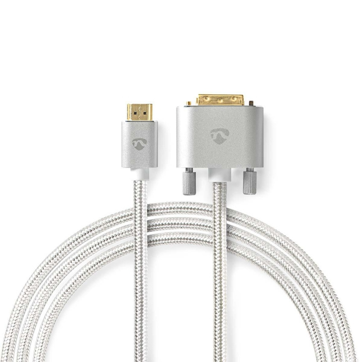 Nedis HDMI™ Cable | HDMI ™ -kontakt | DVI-D 24+1-Pin Han | 2560x1600 | Gull belagt | 2.00 m | Rett | Flettet | Sølv | Deksel Vindusboks i gruppen Elektronikk / Kabler og adaptere / HDMI / Kabler hos TP E-commerce Nordic AB (C07983)