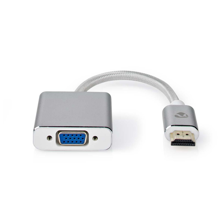 Nedis VGA-adapter | HDMI ™ -kontakt | VGA Hun 15p | Gull belagt | Rett | Aluminium | Sølv | Deksel Vindusboks i gruppen Datautstyr / Kabler og adaptere / VGA / Adaptere hos TP E-commerce Nordic AB (C07986)