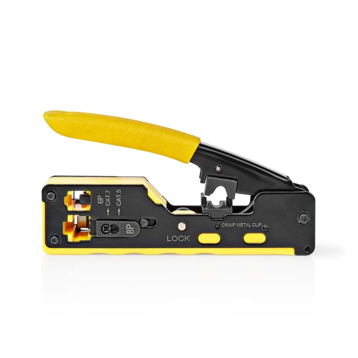 Nedis Crimp pliers | CAT5 / CAT5e / CAT6 / CAT6a / CAT7 / RJ12 / RJ45 | Cutting / Plier / Stripping | Gummi / Stål | Gul / Sort i gruppen Datautstyr / PC-Komponenter / Verktøy og montering hos TP E-commerce Nordic AB (C08043)