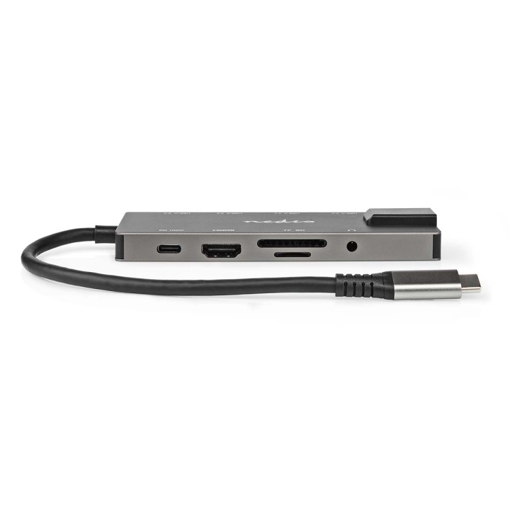 Nedis USB Multi-Port Adapter | USB 3.2 Gen 1 | USB-C™ Hann | HDMI™ Output / RJ45 Hun / SD / 2x USB-C™ / 3.5 mm Hun / 3x USB-A Hunn | 5 Gbps | 0.20 m | Rund | Gull belagt | PVC | Antrasitt | Boks i gruppen Datautstyr / Bærbare datamaskiner og tilbehør / Dokkingstasjoner hos TP E-commerce Nordic AB (C08082)