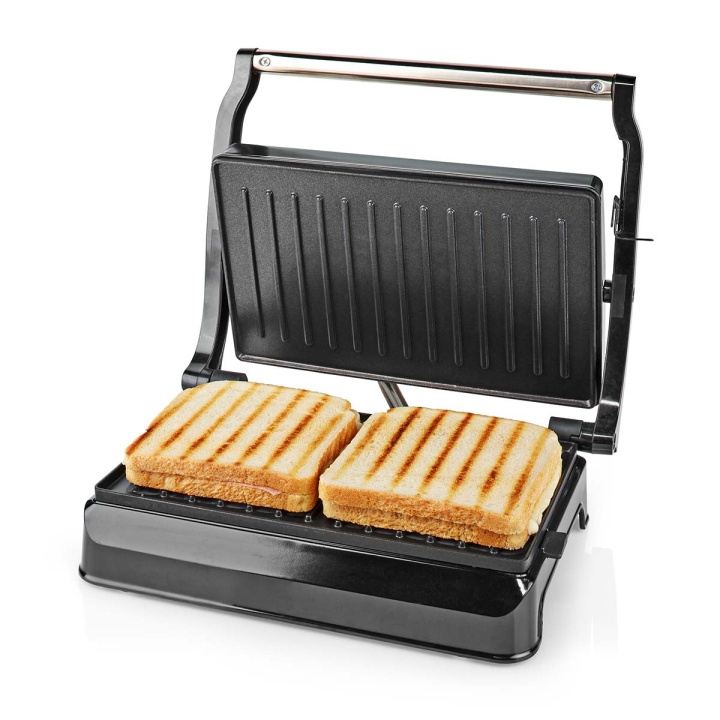 Nedis Kontakt Grill | 700 W | 23 x 14.5 cm | Aluminium / Plast i gruppen HJEM, HUS OG HAGE / Husholdningsapparater / Brødristere og toastjern / Bordgriller & Raclette hos TP E-commerce Nordic AB (C08167)