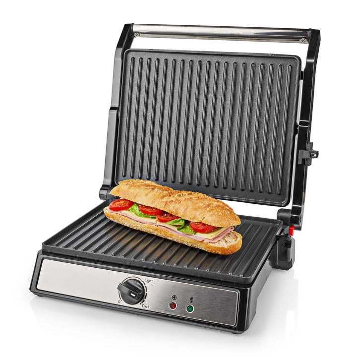 Nedis Kontakt Grill | 2000 W | 29 x 23 cm | Justerbar temperaturkontroll | Plast / Rustfritt Stål i gruppen HJEM, HUS OG HAGE / Husholdningsapparater / Brødristere og toastjern / Bordgriller & Raclette hos TP E-commerce Nordic AB (C08170)