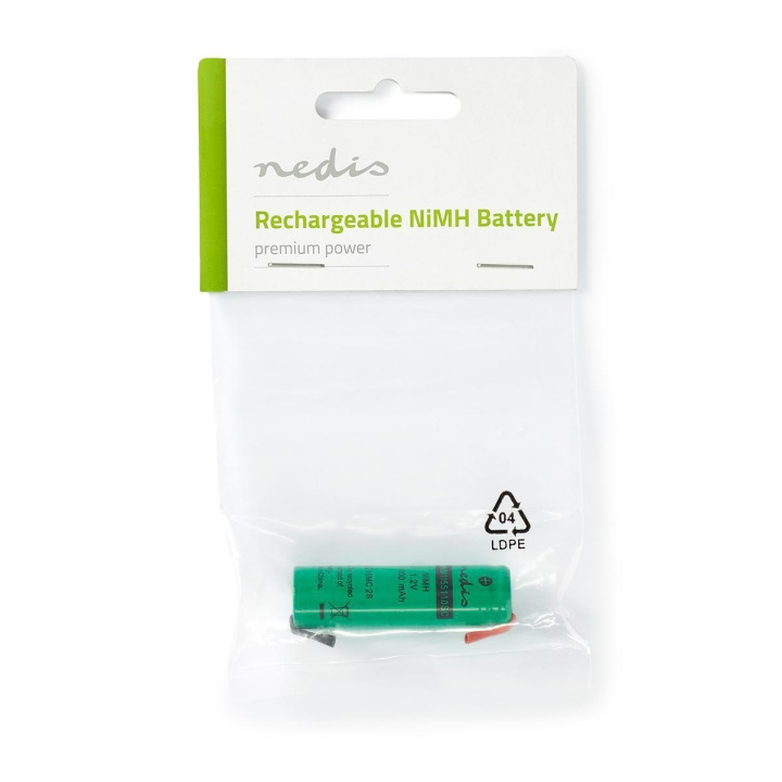 Nedis Oppladbare Ni-MH batteri | 1.2 V | 1100 mAh | Loddetapper | 1-Polybag i gruppen Elektronikk / Batterier & Ladere / Oppladbare batterier / Andre hos TP E-commerce Nordic AB (C08243)