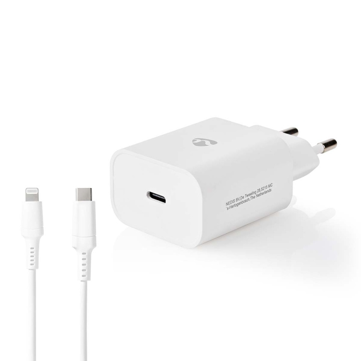 Nedis vegg lader | 20 W | Hurtigladefunksjon | 1.67 A / 2.22 A / 3.0 A | Antall utganger: 1 | USB-C™ | Lightning 8-Pin (Løs) Kabel | 1.00 m | Automatisk Spenning Utvalg i gruppen SMARTTELEFON & NETTBRETT / Ladere og Kabler / Vegglader / Vegglader Lightning hos TP E-commerce Nordic AB (C08276)